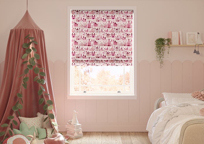 Magic Castle, Princess Pink - Motorised Roman Blind - Image 3